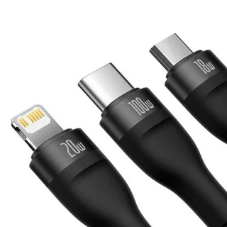 کابل تبدیل USB به USB-C / microUSB / لایتنینگ باسئوس مدل  CASS030201 100W طول 1.5 متر 101651241