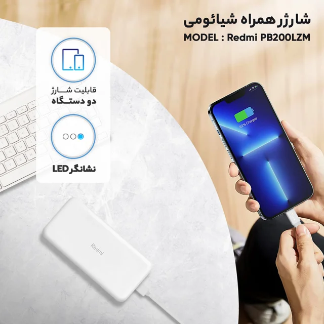 پاوربانک 18 وات شیائومی مدل Redmi PB200LZM ظرفیت 20000 میلی آمپر ساعت 101651467