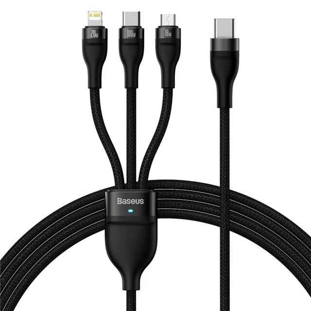 کابل تبدیل USB به USB-C / microUSB / لایتنینگ باسئوس مدل  CASS030201 100W طول 1.5 متر 101651237