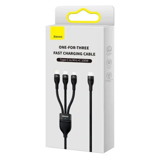 کابل تبدیل USB به USB-C / microUSB / لایتنینگ باسئوس مدل  CASS030201 100W طول 1.5 متر 101651244