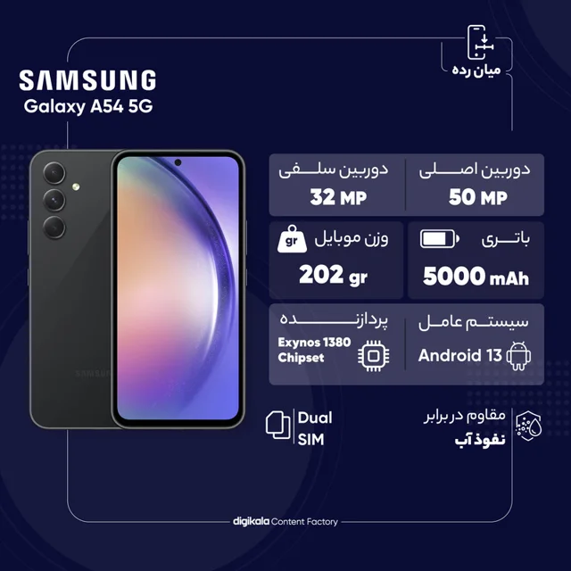 گوشی موبایل سامسونگ مدل Galaxy A54 5G دو سیم کارت ظرفیت 128 گیگابایت و رم 8 گیگابایت - ویت 101650607