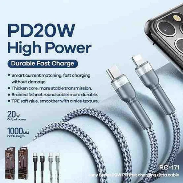 کابل تبدیل usb-c به لایتنینگ ریمکس مدل RC-171 طول 1 متر 101711438