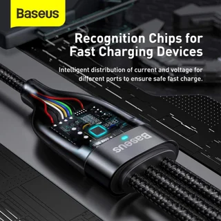 کابل تبدیل USB/USB-C به لایتنینگ/USB-C/micro-USB باسئوس مدل CA2T3-G1 طول 1.2 متر 101650906