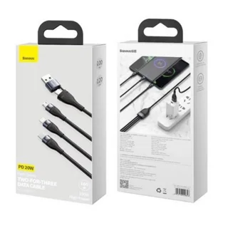 کابل تبدیل USB/USB-C به لایتنینگ/USB-C/micro-USB باسئوس مدل CA2T3-G1 طول 1.2 متر 101650956